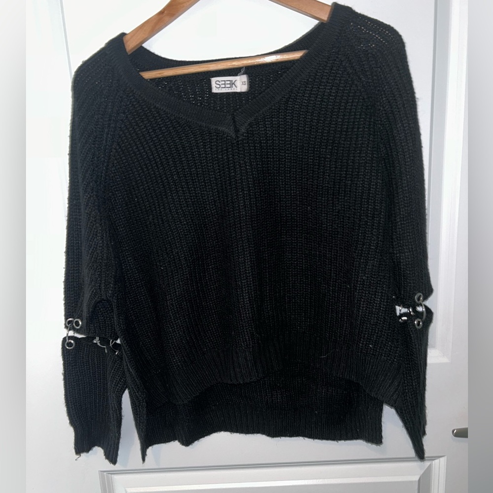 LF black XS chain link sweater